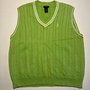VTG Izod Women’s Cable Cotton Golf  Sweater Vest Size Large Embroidered Logo